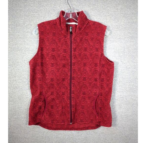 Woolrich Full Zip Fleece Vest Women's Medium Red Mock Neck Outdoor Winter - Picture 1 of 8